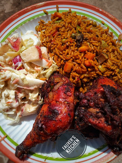 A picture of Fried rice and salad.