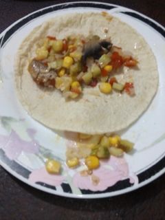 Una foto de Tacos de calabacitas, hongos y elote a la mexicana las Correa. Jalisco