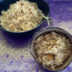 A picture of Narali Bhat / Sweet Coconut Rice.