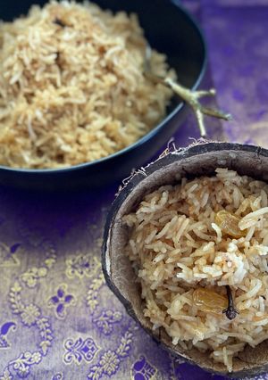 A picture of Narali Bhat / Sweet Coconut Rice.