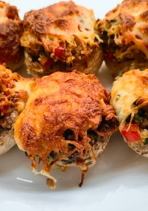 Zöldséges-kuszkusos töltött gombafejek recept fotója