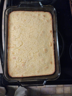 A picture of Moms Cornbread Pudding.