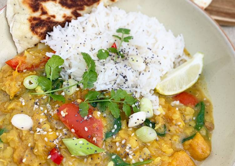 Steps to  Lentil &amp; vegetable coconut curry