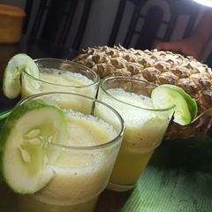 Pineapple and cucumber juice A picture of Pineapple and cucumber juice.