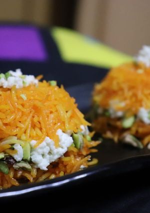 A picture of Paneer Keshriya rice.