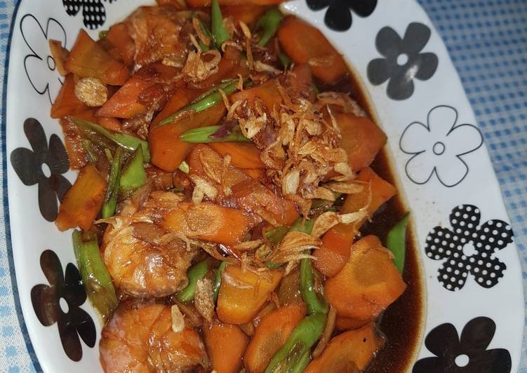 Tumis wortel buncis kaldu udang