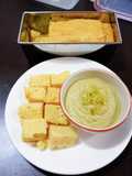 ขนมปังอัลมอนต์คีโต+สังขยาชาเขียวคีโต