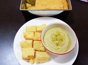 รูปของ ขนมปังอัลมอนต์คีโต+สังขยาชาเขียวคีโต