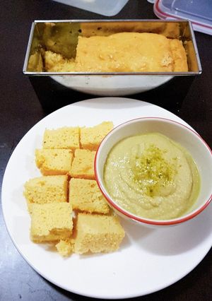 รูปของ ขนมปังอัลมอนต์คีโต+สังขยาชาเขียวคีโต