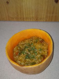 Una foto de Risotto integral de calabaza