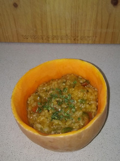 Una foto de Risotto integral de calabaza