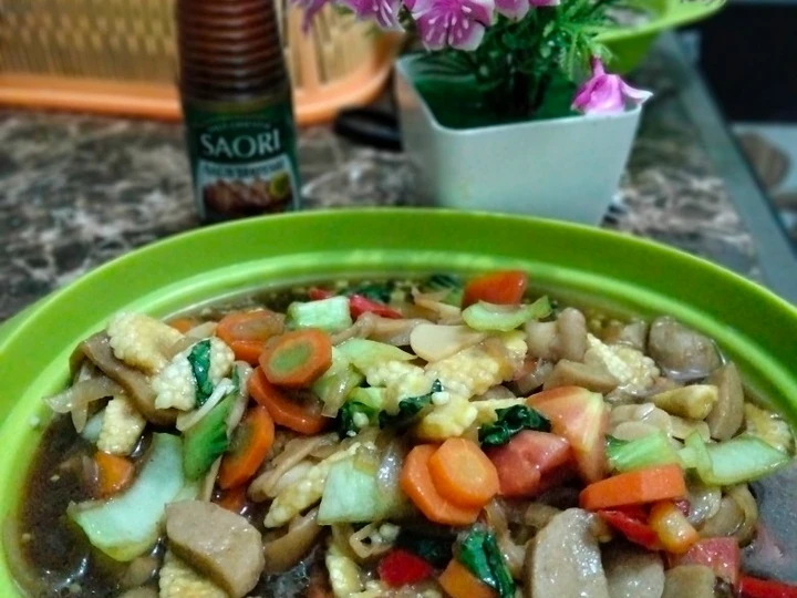 Easy Steps to Prepare Recipes Sayur wotel,putren,baso,pakcoy,jamur bumbu teriyaki the So Delicious Really Delicious.