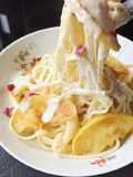 Linguines aux pommes sauce mozzarella