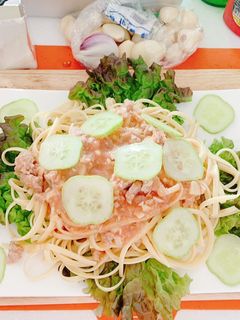 Hình của món Mỳ Ý sốt cà chua thịt bằm.
