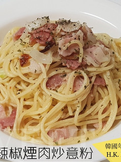 蒜香辣椒煙肉炒意粉 的食譜成品照片