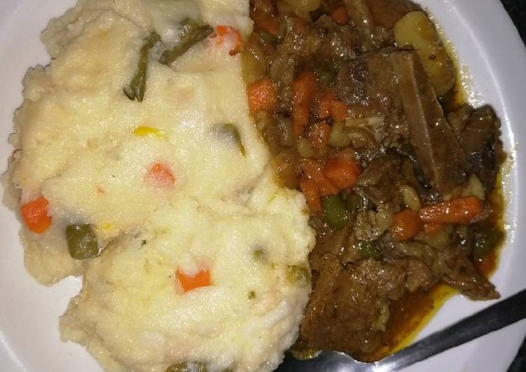 Pap and beef stew