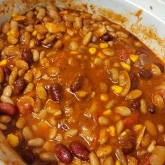A picture of Three Bean Vegetable Chili 🌶️.