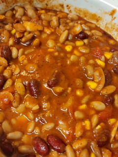 A picture of Three Bean Vegetable Chili 🌶️.