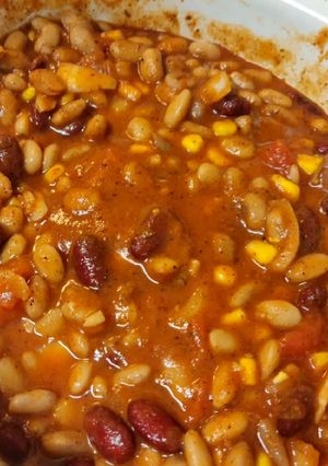 A picture of Three Bean Vegetable Chili 🌶️.