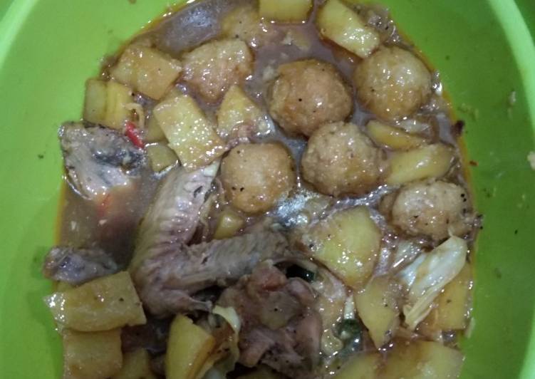 Semur Bola- Bola Tahu Lada Hitam Vegetarian Rendah Protein