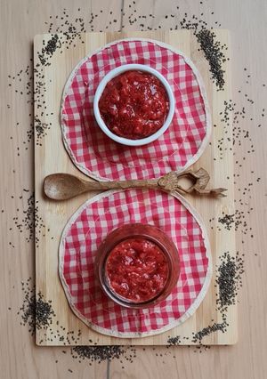 Una foto de Mermelada de frutillas/fresas express 🍓 🍓 🍓 🍓 🍓 🍓 🍓 🍓