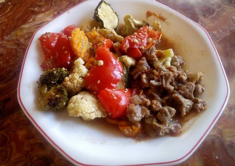 Recipe of Speedy Goat stew with roast veges #themechallange#