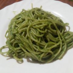 Spaghetti with Kenyan Pesto A picture of Spaghetti with Kenyan Pesto.