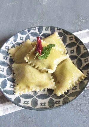 Foto di Ravioli di cime con olio all’aglio e peperoncino