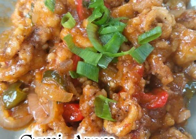Resep Cumi goreng tepung Asam manis (saori) oleh Lisna wati - Cookpad