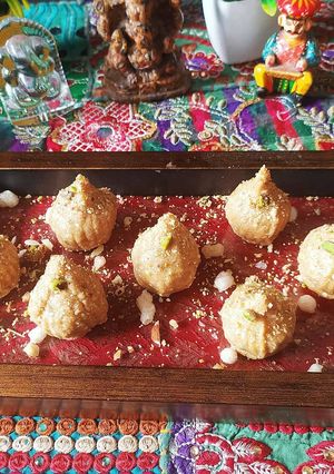 A picture of Stuffed Til Ginger Modak.