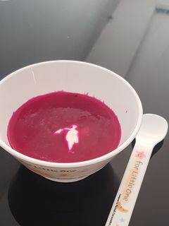 Foto resep MPASI 7bulan : buah naga + yogurt