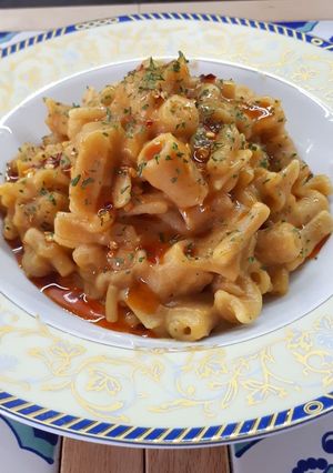 Foto di Pasta mista integrale cotta in passato di verdure