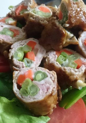 A picture of Pork and Vegetable Rolls.