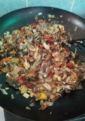 Foto resep Tumis jantung pisang pedas bumbu iris