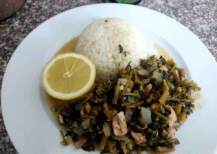 Simple Way to Prepare Speedy Common purslane with chicken and rice