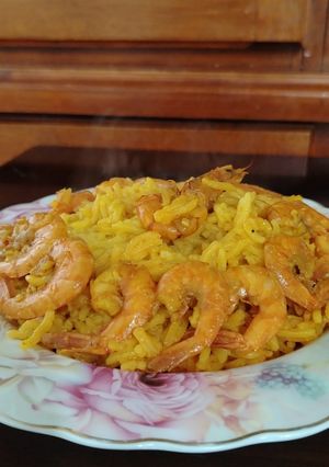 صورة لوصفة أرز بسمتي بالكروفيت 🦐😋