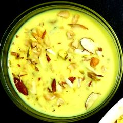 A picture of Basundi with condensed milk.