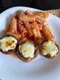 Champiquesos con rigatoni