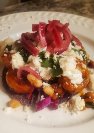 A picture of Brad's camarones a la diabla tostada.