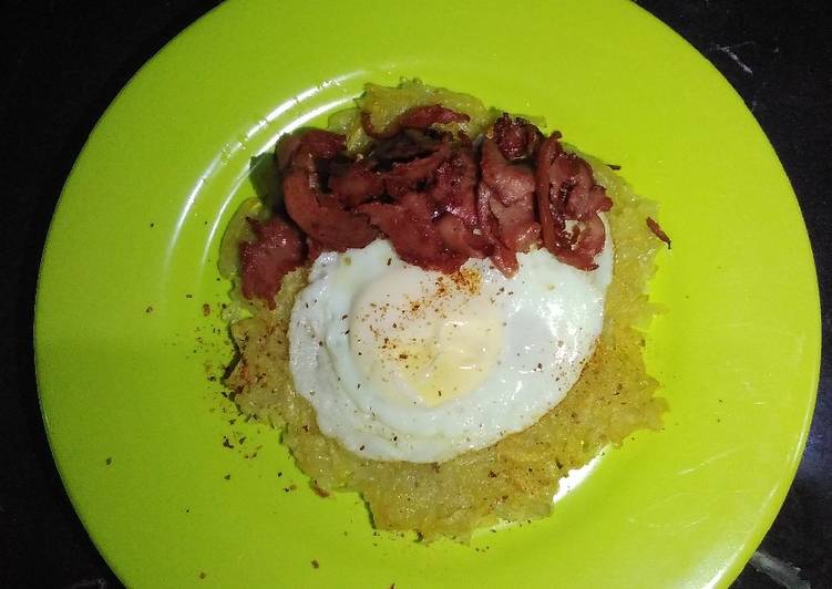 Resep Inspirasi Sarapan : Kentang Parut telur ceplok/Potato with egg Enak dan Antiribet