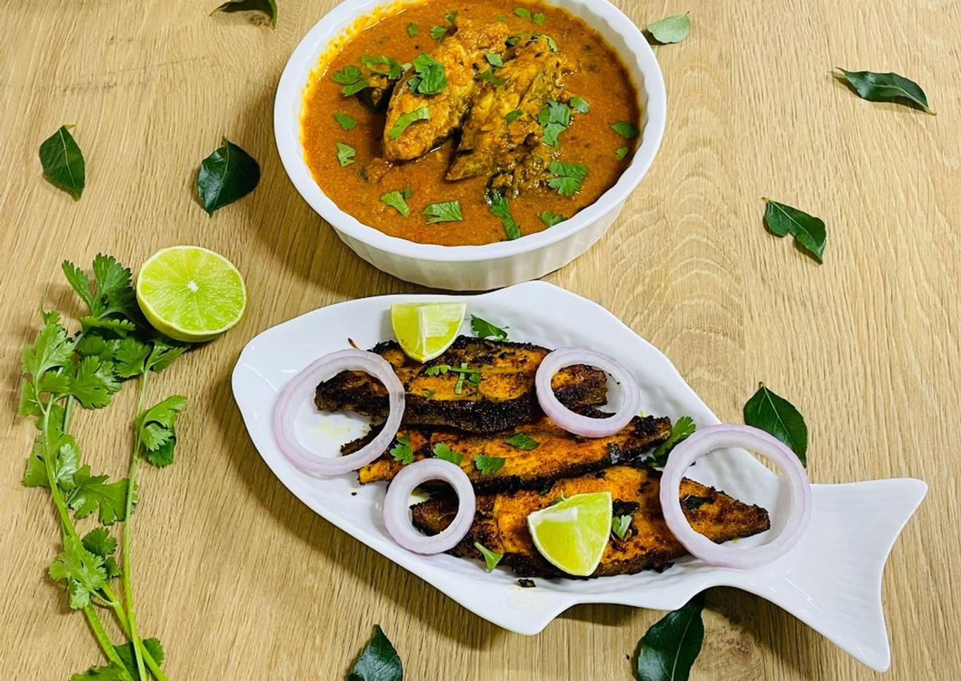 Kerala style Fish curry and Fish fry