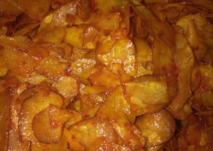 Resep Keripik Singkong Pedas Manis Oleh Masnia Hi Syarif Cookpad