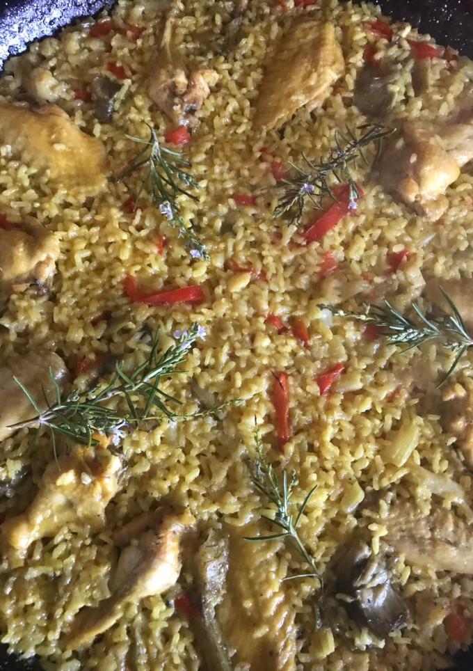 Una foto de Arroz seco de verdura y pollo, rápido