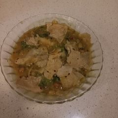 A picture of Dal dhokli with left over chapatis.