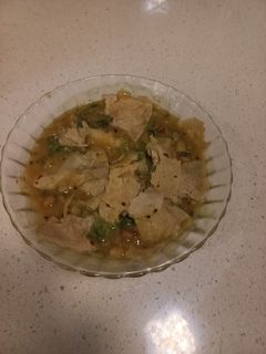 A picture of Dal dhokli with left over chapatis.