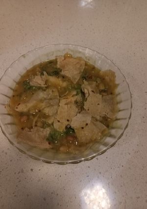 A picture of Dal dhokli with left over chapatis.