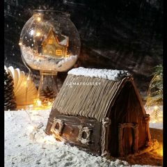 A picture of Snow village cake.