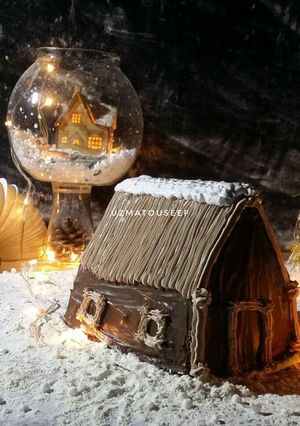 A picture of Snow village cake.