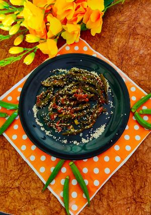 মেথি তিল ঢেঁড়স (Methi teel dhyaros recipe in Bengali) রেসিপির প্রধান ছবি