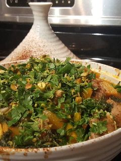 A picture of Chicken Tagine with Honeynut Squash.